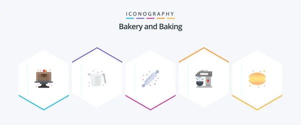 Baking Flat Icon Pack Including Dinner Drink Bakery Coffee Machine — Stock vektor