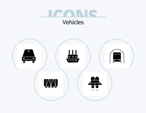 Vehicles Glyph Icon Pack Icon Design Transportation Ship Transport Metro — Image vectorielle