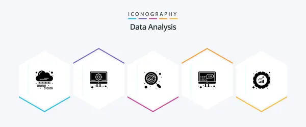 Data Analysis Glyph Icon Pack Including Chart Development Business Data — ストックベクタ