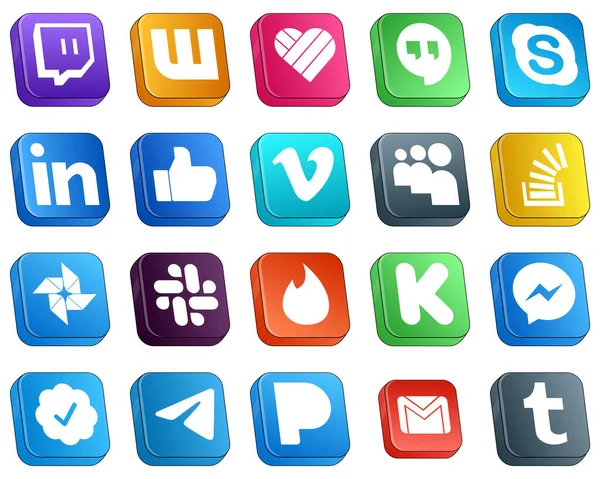 Isometric Social Media Icon Set Icons Google Photo Stock Question — Stockový vektor