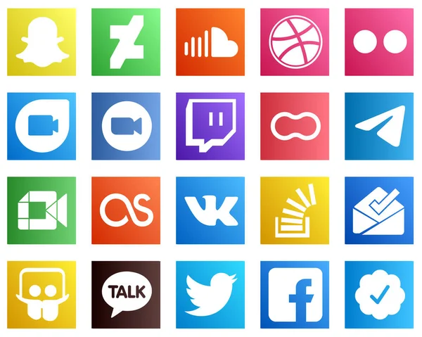 Minimalistische Social Media Iconen Zoals Telegram Moeders Google Duo Pinda — Stockvector