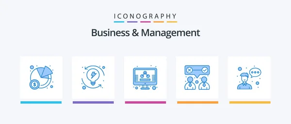 Business Management Blue Icon Pack Συμπεριλαμβανομένου Του Επιχειρηματία Βαταρ Διαχείριση — Διανυσματικό Αρχείο
