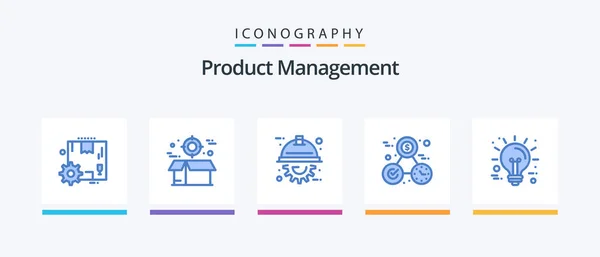 Product Management Blauw Icoon Pack Inclusief Business Tijd Pakket Geld — Stockvector