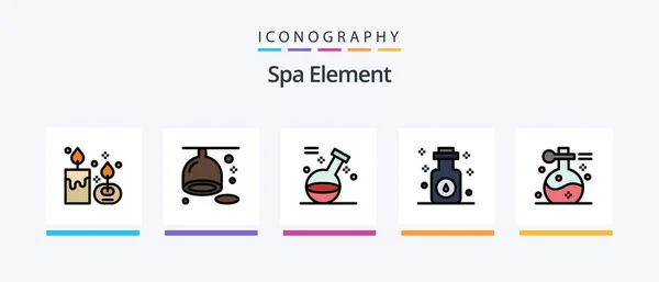Spa Element Line Filled Icon Pack Including Liquid Drop Massage — Image vectorielle