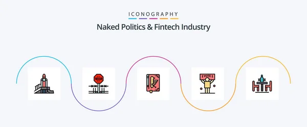 Naked Politics Fintech Industry Line Filled Flat Icon Pack Including — Stock Vector