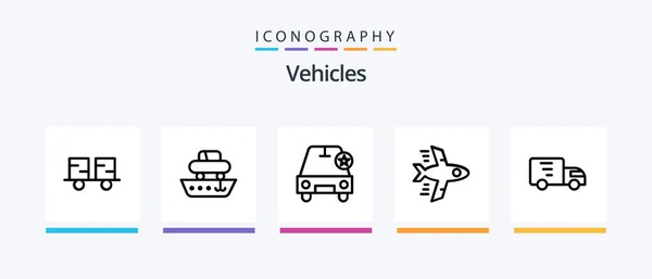 Vehicles Line Icon Pack Including Lorry Truck Delivery Creative Icons — Image vectorielle