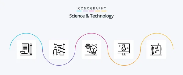 Paquete Iconos Línea Ciencia Tecnología Que Incluye Pruebas Ecológicas Biología — Archivo Imágenes Vectoriales