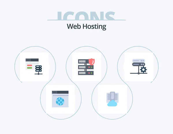 Web Hosting Flat Icon Pack Icon Design Red Seguridad Base — Archivo Imágenes Vectoriales