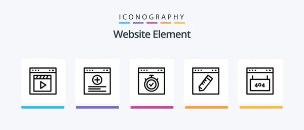 Website Element Line Icon Pack Including Edit Browser Page Loading — Wektor stockowy