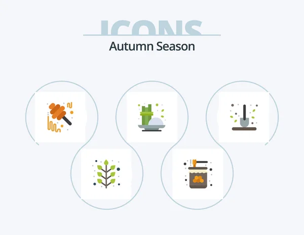 Autumn Flat Icon Pack Icon Design Seasoning Coffee Sweet Cinnamon — Vetor de Stock
