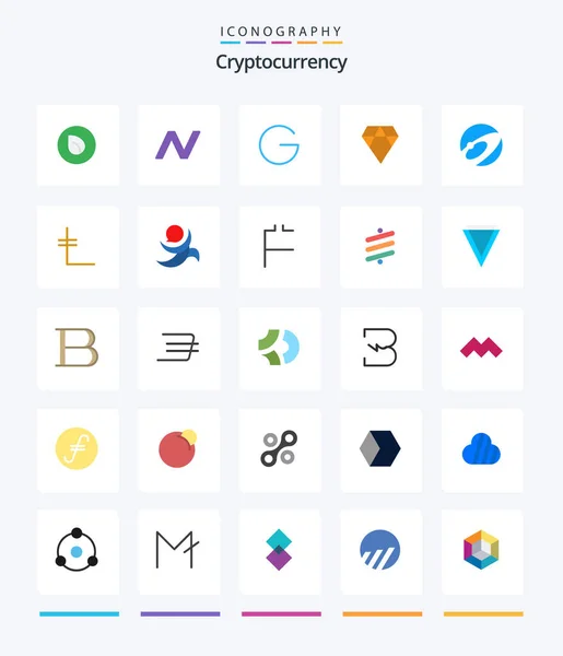 Creative Cryptocurrency Flat Icon Pack Crypto Nexus Coin Crypto Currency — Image vectorielle