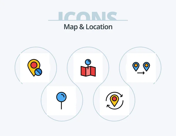 Kart Lokaliseringslinje Fylt Icon Pack Icon Design Takk Plassering – stockvektor