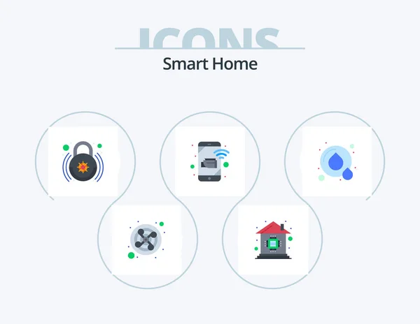 Smart Home Flat Icon Pack Icon Design Reciclar Grabar Control — Vector de stock