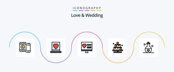 爱情和婚纱系列填饱了5套Icon包 包括情人在内 — 图库矢量图片