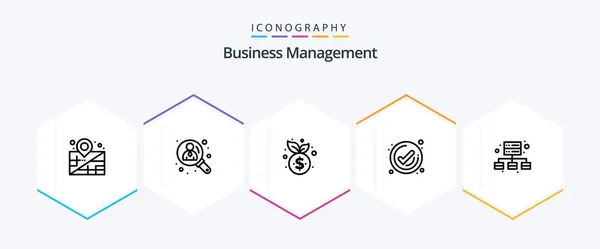 Business Management Line Icon Pack Including Server Business Management Check — Wektor stockowy
