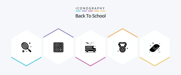 Back School Glyph Icon Pack Including Education School Back School — Archivo Imágenes Vectoriales