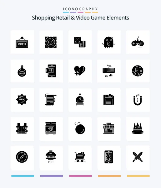 Creative Shoping Retail Video Game Elements Glyph Solid Black Icon — Stock Vector