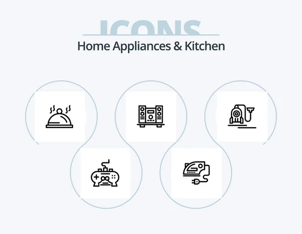Home Appliances Kitchen Line Icon Pack Icon Design Heater Cooking — Wektor stockowy