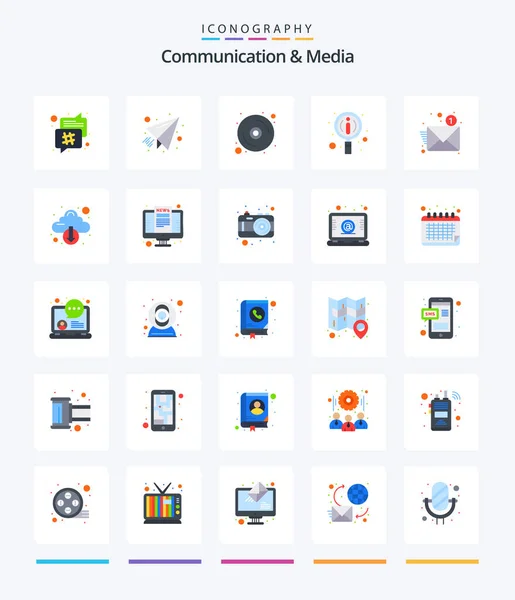 Creative Communication Media Flat Icon Pack Notification Email Search Information — 图库矢量图片