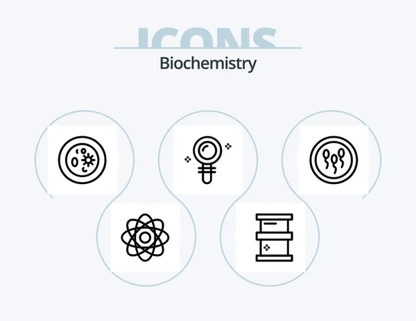 Biochemistry Line Icon Pack Icon Design Bulb Cell Chemistry Biology — Archivo Imágenes Vectoriales