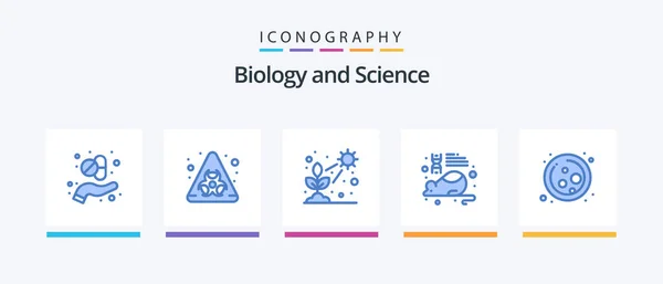 Biology Blue Icon Pack Including Molecule Research Direct Mouse Education — Stock Vector