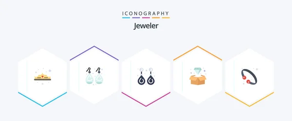 Jewellery Flat Icon Pack Including Jewel Diamond Silver Jewelry — Stockový vektor