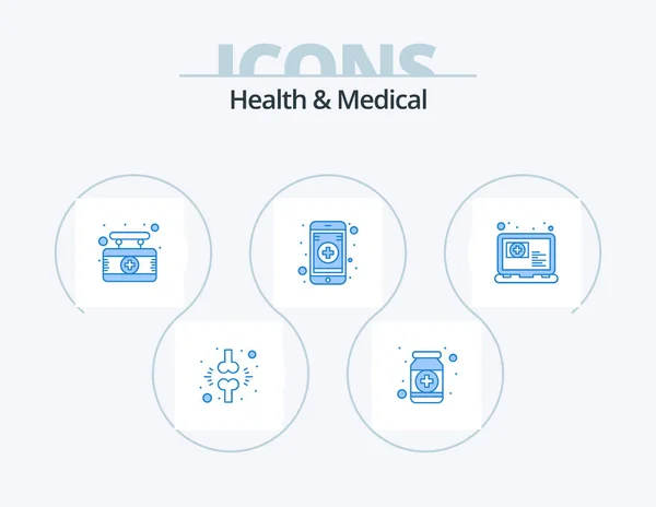 Health Medical Blue Icon Pack Icon Design Medical Online Health — Stock vektor