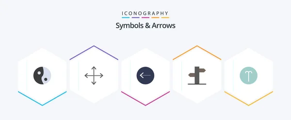 Symbols Arrows Flat Icon Pack Including Symbolism Direction Sign Signal — Vetor de Stock