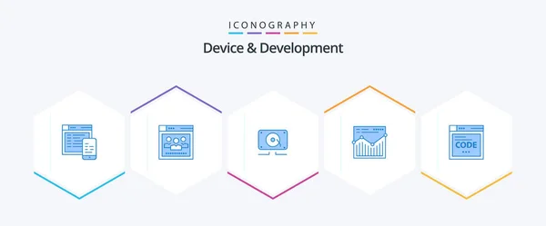 Device Development Blue Icon Pack Including Internet Report Music Website — Wektor stockowy