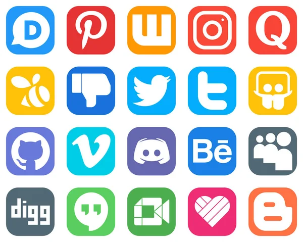 Ikony Sociálních Médií Pro Vaše Návrhy Jako Neshoda Vimeo Roj — Stockový vektor
