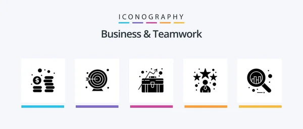 Business Teamwork Glyph Icon Pack Including Business Concept Analytics Manager — Wektor stockowy
