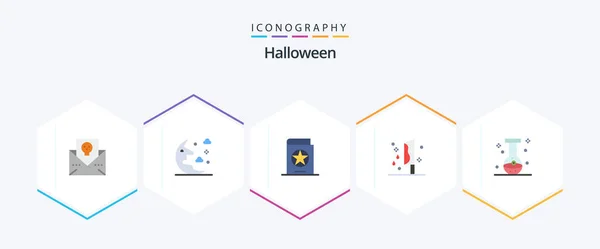 Halloween Flat Icon Pack Including Knife Halloween Sky Blood Spells — Image vectorielle