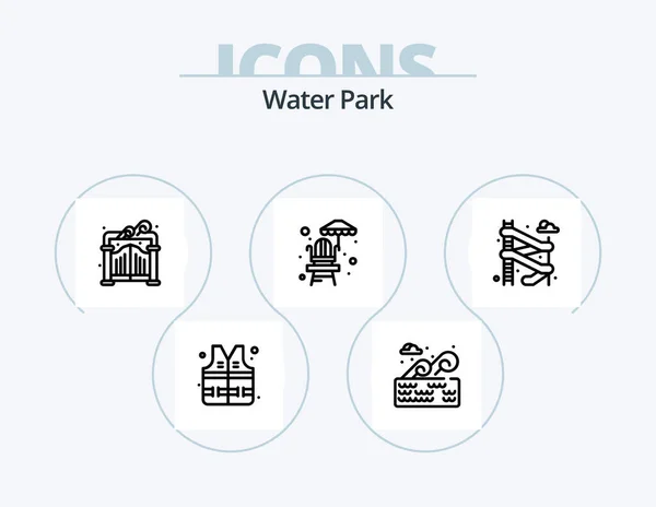 Water Park Line Icon Pack Icon Design Romance Jardín Park — Vector de stock