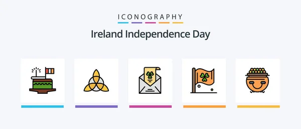 Ireland Independence Day Line Filled Icon Pack Including Sports Ireland — Vettoriale Stock