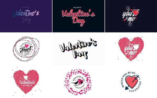Happy Valentine Day Banner Template Romantic Theme Red Color Scheme — Vector de stock