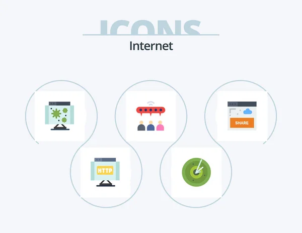 Internet Flat Icon Pack Icône Design Partager Équipe Biologie Partage — Image vectorielle