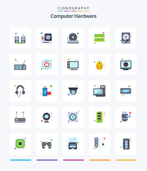 Creative Computer Hardware Pack Icônes Plates Tel Que Lecteur Bélier — Image vectorielle