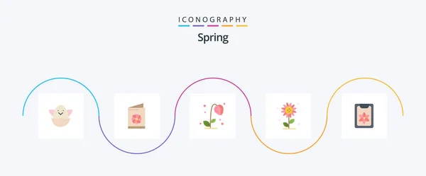 Spring Flat Icon Pack Including Spring Flower Floral Spring Floral — Stock Vector