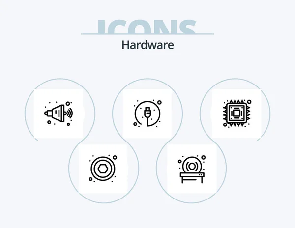 Hardware Line Icon Pack Icon Design Screw Socket Hexahedron — Stock Vector
