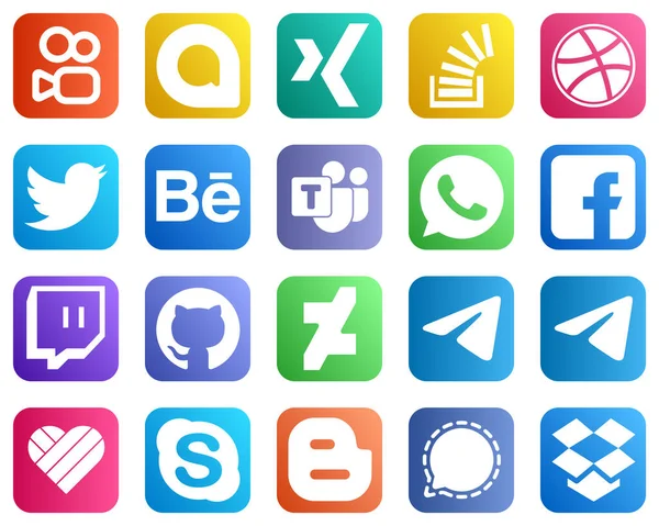Simple Social Media Icons Twitch Twitter Facebook Icons High Resolution — Stock Vector