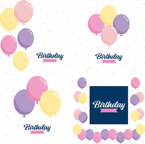 Retro Happy Birthday Design Bold Colorful Letters Vintage Texture — Stock vektor