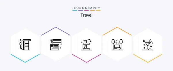 Travel Line Icon Pack Including Travel Public Credit Park Travel — Archivo Imágenes Vectoriales