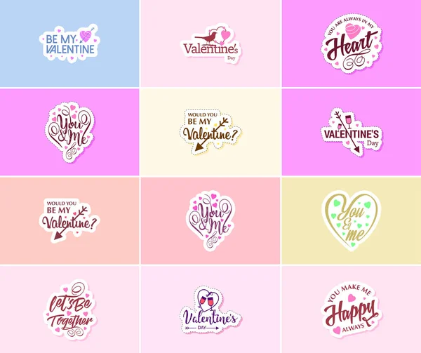 Saying Love You Valentine Day Typography Graphics Stickers — Stockový vektor