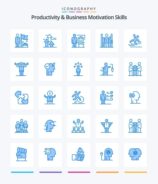 Creative Productivity Business Motivation Skills Blue Icon Pack Management Human — Stock vektor