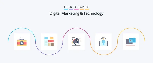Digital Marketing Technology Flat Icon Pack Including Marketing Marketing Marketing — vektorikuva