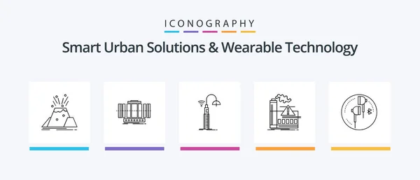 Smart Urban Solutions Wearable Technology Line Icon Pack Including Cyber — Vector de stock