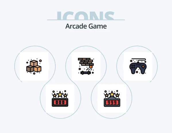 Arcade Line Doldurulmuş Simge Simgesi Tasarımı Oyunlar Oynayın Direksiyon Oyun — Stok Vektör