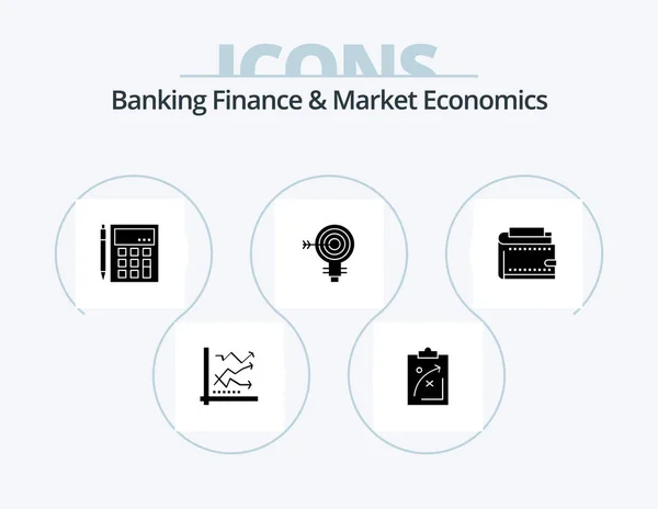 Bankowość Finanse Ekonomia Rynku Glyph Icon Pack Projekt Ikony Kalkulator — Wektor stockowy