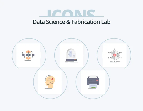 Data Science Fabrication Lab Flat Icon Pack Icon Design Budoucnost — Stockový vektor