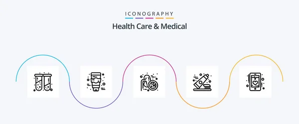 Health Care Medical Line Icon Pack Including Heart Beat Kidneys — Vector de stock